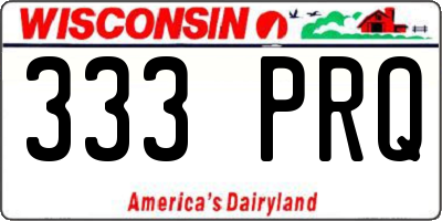 WI license plate 333PRQ