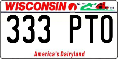 WI license plate 333PTO