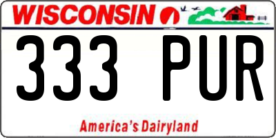 WI license plate 333PUR