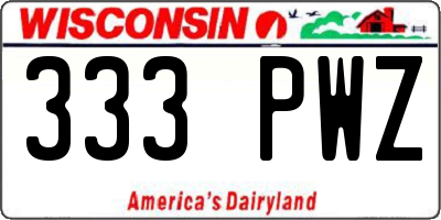 WI license plate 333PWZ