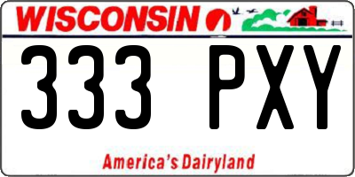 WI license plate 333PXY