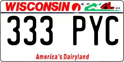 WI license plate 333PYC