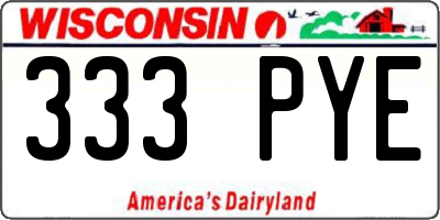 WI license plate 333PYE