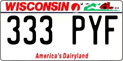 WI license plate 333PYF