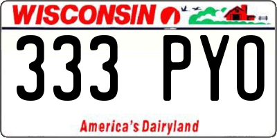 WI license plate 333PYO