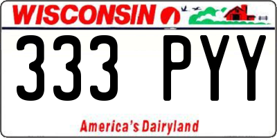 WI license plate 333PYY