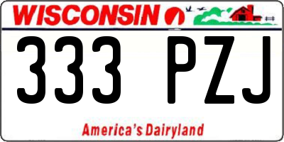 WI license plate 333PZJ
