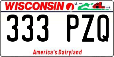 WI license plate 333PZQ