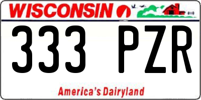 WI license plate 333PZR