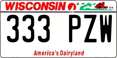 WI license plate 333PZW