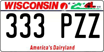 WI license plate 333PZZ