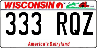 WI license plate 333RQZ