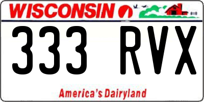 WI license plate 333RVX