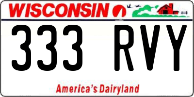 WI license plate 333RVY