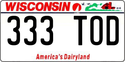 WI license plate 333TOD