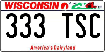WI license plate 333TSC
