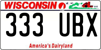 WI license plate 333UBX