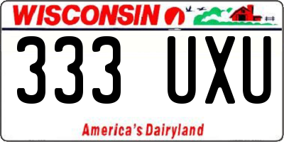 WI license plate 333UXU