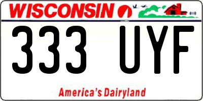 WI license plate 333UYF