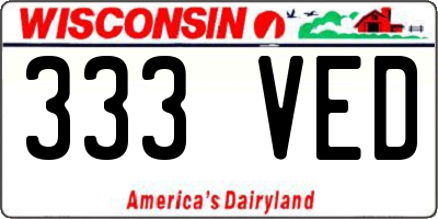 WI license plate 333VED