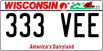 WI license plate 333VEE