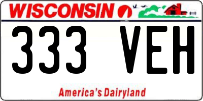 WI license plate 333VEH