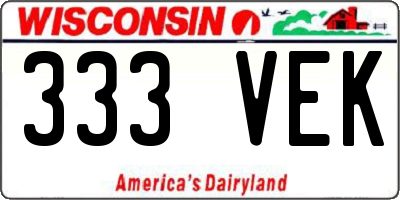 WI license plate 333VEK