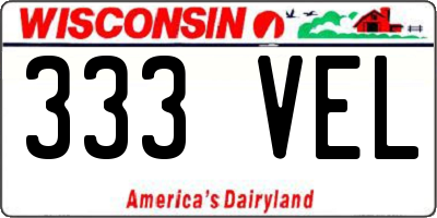 WI license plate 333VEL