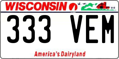 WI license plate 333VEM