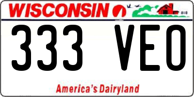 WI license plate 333VEO