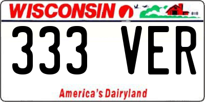 WI license plate 333VER