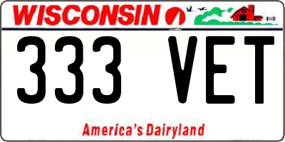 WI license plate 333VET