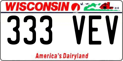WI license plate 333VEV