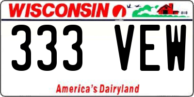 WI license plate 333VEW