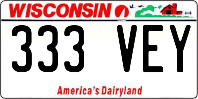 WI license plate 333VEY