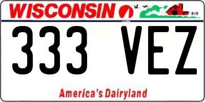 WI license plate 333VEZ