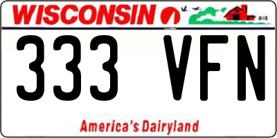 WI license plate 333VFN
