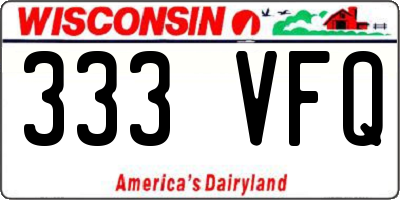 WI license plate 333VFQ