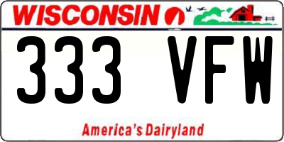 WI license plate 333VFW