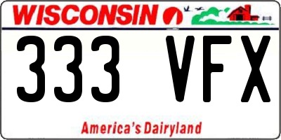 WI license plate 333VFX