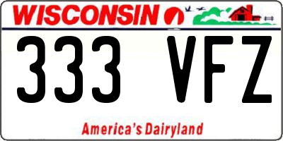 WI license plate 333VFZ