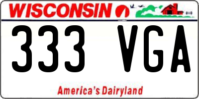 WI license plate 333VGA