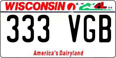 WI license plate 333VGB