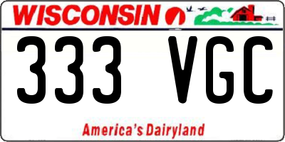 WI license plate 333VGC