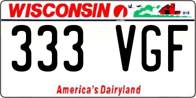 WI license plate 333VGF