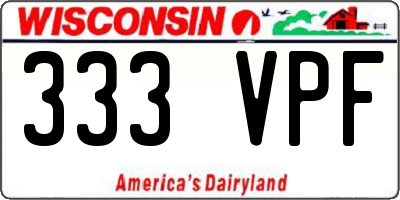 WI license plate 333VPF