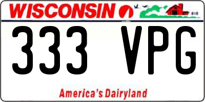 WI license plate 333VPG