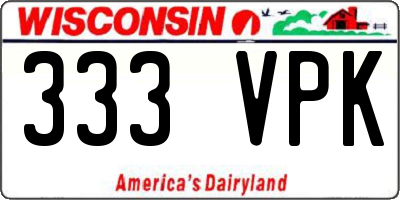 WI license plate 333VPK
