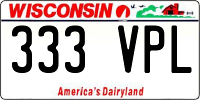 WI license plate 333VPL