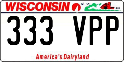 WI license plate 333VPP